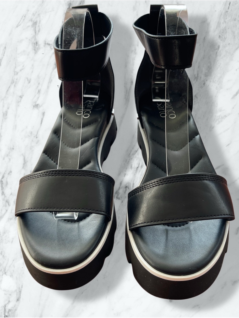 NWOT Franco Sarto Umbria Black Ankle Strap Platform Sandals s 8.5